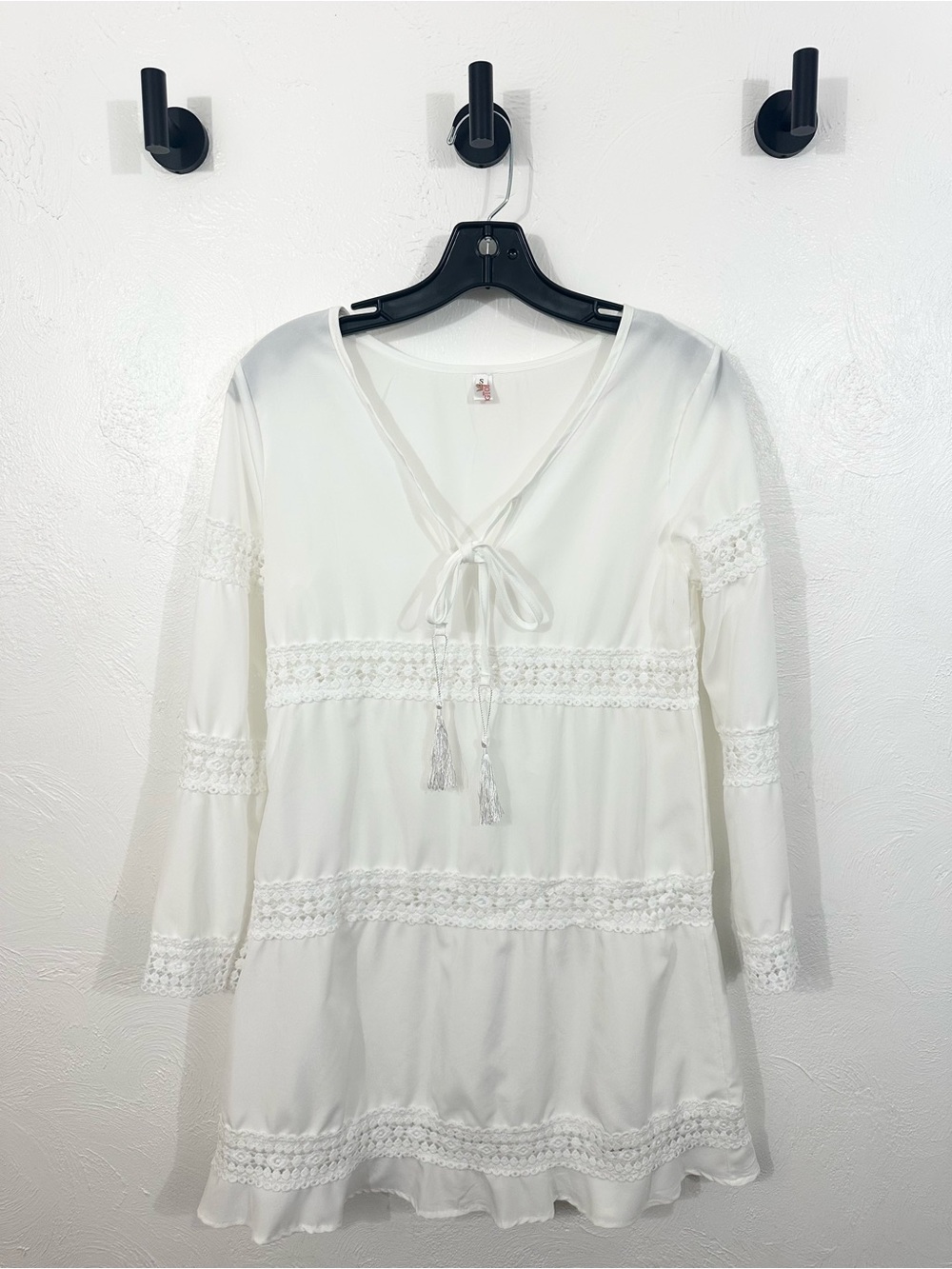 Women’s White Lace-Trim Swim Cover-Up Tunic